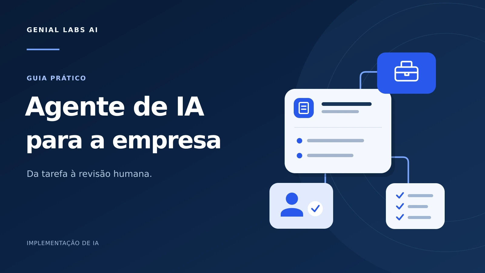 Capa editorial ilustrativa sobre tarefas, ferramentas e revisão humana no uso de IA.