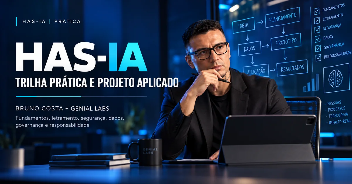 Bruno Costa analisando uma trilha prática de inteligência artificial e os fundamentos de governança